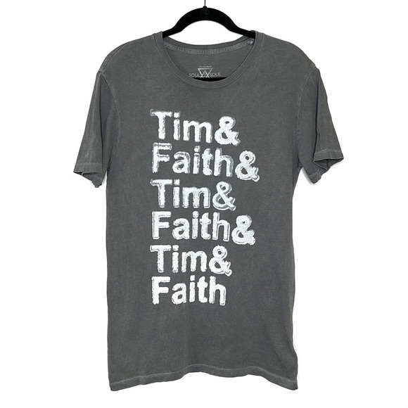 LUCKY BRAND Soul 2 Soul Tim & Faith World Tour Gray Graphic Print Tee size Small - Picture 1 of 12